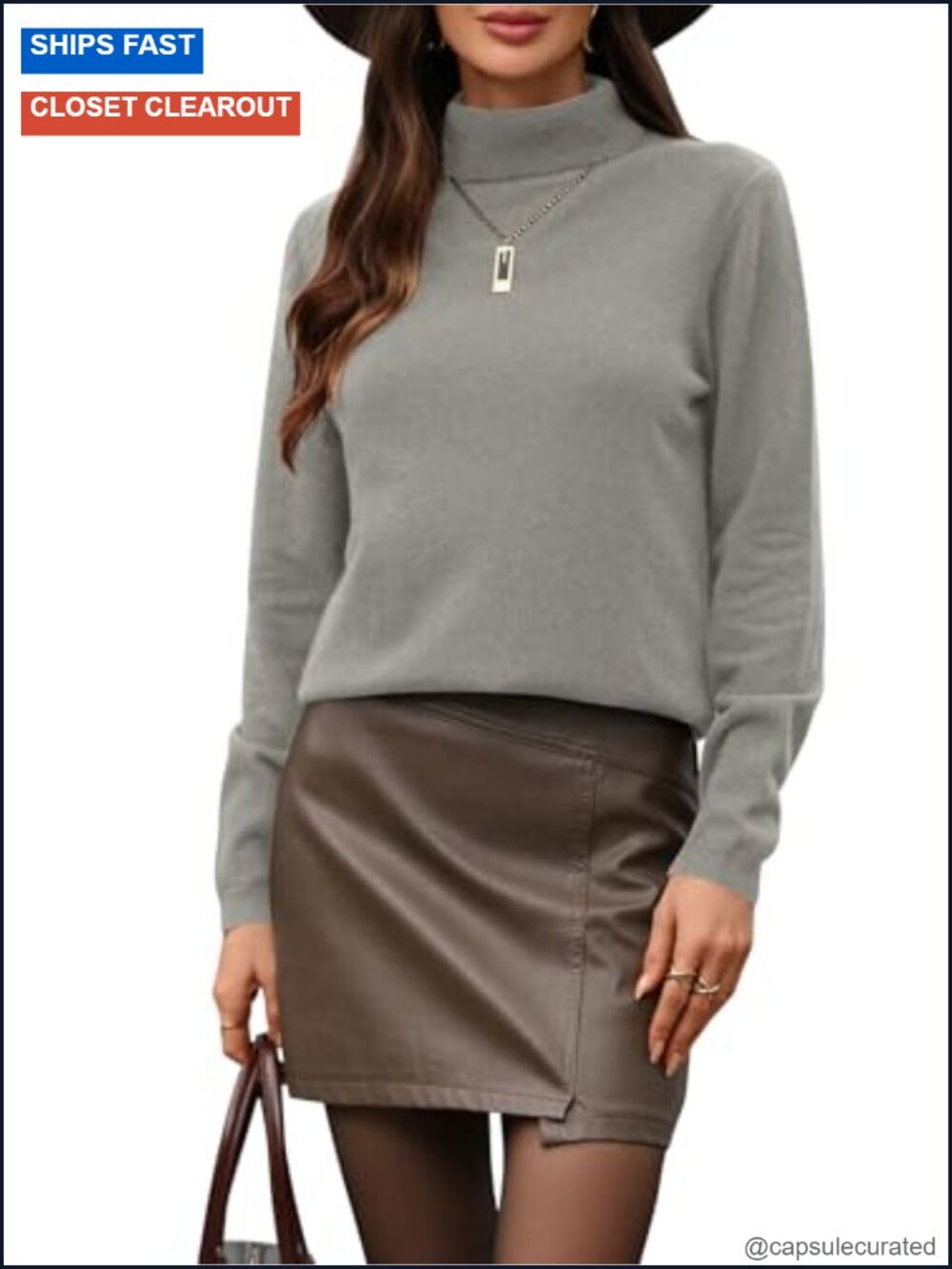 100% Wool Turtleneck Sweater Long Sleeve Ribbed Knit Pullover